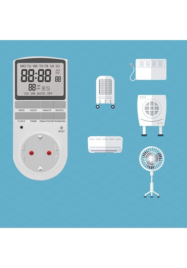 Konesam Eu Standard Dijital Zamanlayıcı Prizi - Büyük Lcd Ekranlı, Program Hatırlama, Rastgele Ve Yaz Saati Fonksiyonları İle 16a/3680w Güç