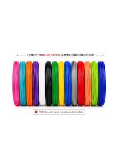 Vakumlu Pla Filament 10 Renk 5 Metre Toplam 50m.