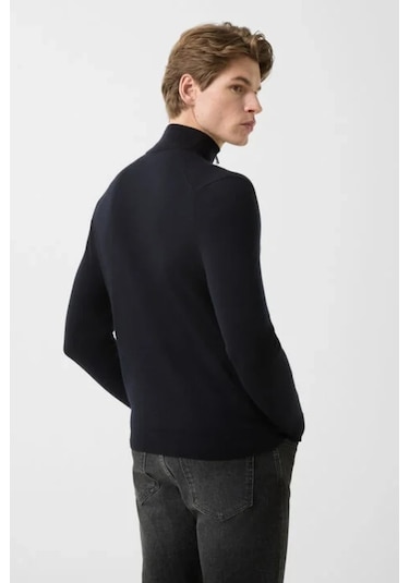 Bogner Oscar Lüks Klasik Stil, Erkek Yün Triko Ceket Lacivert