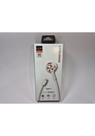 Linktech Ekstra Bass Kablolu Kulaklık , Linktech H75 Gold Type-c Mikrofonlu Metal Kablolu Kulaklık , Universal