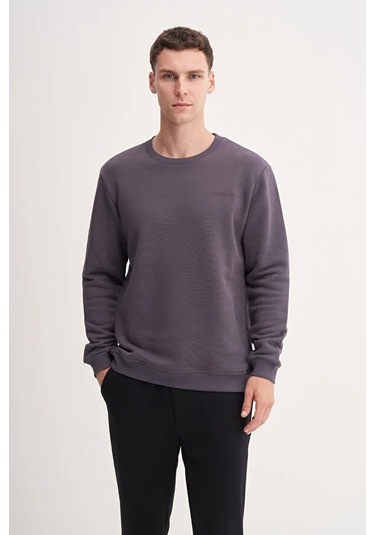 Cazador Kalın Diyagonal Dokulu %100 Pamuk 3 İplik Regular Fit Sweatshirt 25k Antrasit