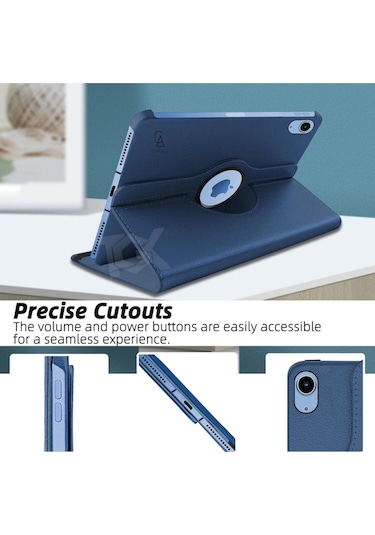 İpad Uyumlu A16 11.nesil A3354-a3355 Dönebilen Tablet Kılıfı + Ekran Koruyucu + Tablet Kalemi Kapaklı Kılıf