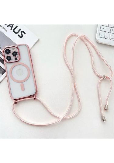 Crossboby Kordon Kaplama Telefon Kılıfı İphone 16e 16 15 14 13 Açık Gri