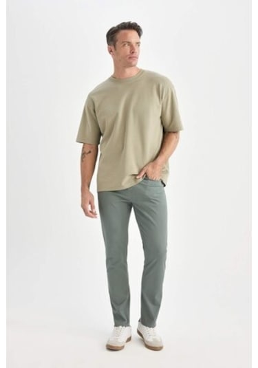 DeFacto Yazlık Gabardin Chino Kanvas Pantolon Slim Fit Dar Kesim Dar Paça Cepli B2089AX25SPGN826