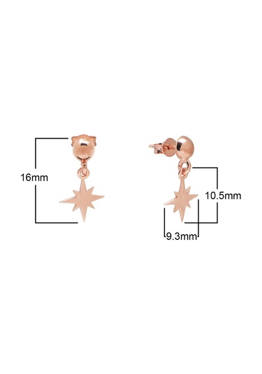 Taşsız Rose Altın Kaplama Sallantılı Kutup Yıldızı Gümüş Küpe