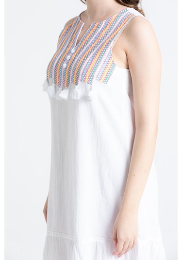 Kolsuz Şile Bezi Ilgaz Midi Boy Elbise Beyaz Byz-beyaz Beyaz