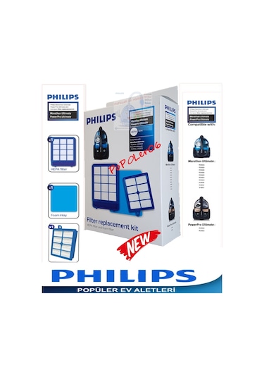 Philips Uyumlu Fc9924/07 Marathon Ön Ve Arka Hepa Filtre Seti (409054759)