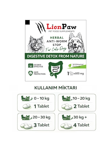 2'li Set Kedi Bitkisel İç Dış Parazit Ense Bitkisel Damla Seti - 5 Damla 5 Tablet
