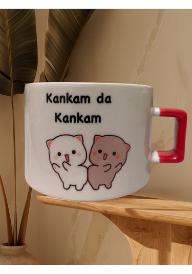 Kankamda Kankam Çift Taraf Yazılı Kupa Bardak Kırmızı Latte