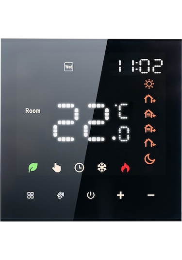 Vkemall Siyah Akıllı Isıtma Kontrol Paneli - 16a Akıllı Termostat, Tuya Uygulaması, Dokunmatik Ekran, Programlanabilir, Ses Kontrolü, Wifi Desteği
