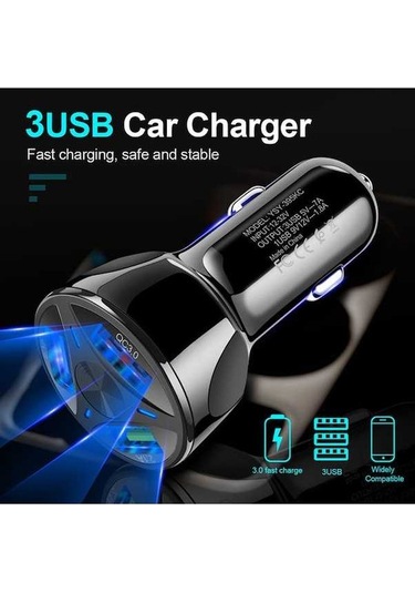 Createtech Yüksek Ysy-395kc Usb Telefonu Tablet Şarj Şarj Qc3.0 Güçlü Evrensel Cihazı Cihazı Cep Beyaz Araç Araç 35w 3 / Ec