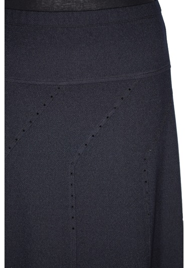 Hesna Kadın Seher Kışlık Büyük Beden Taşlı Astarsız Latikli Lacivert Etek Lacivert