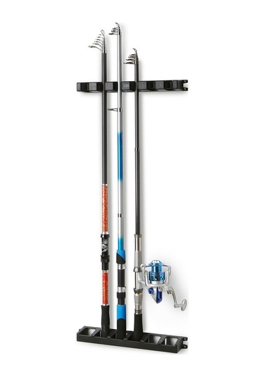 Novahub 6 İnce Olta İçin Duvara Monte Küçük Olta Rafı Depolama Tutucu Siyah