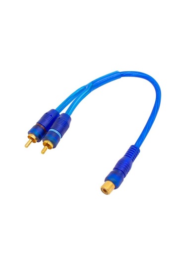 Anfi Y Rca Kablo 1 Dişi 2 Erkek 25 Cm Silikon Mavi Kablo