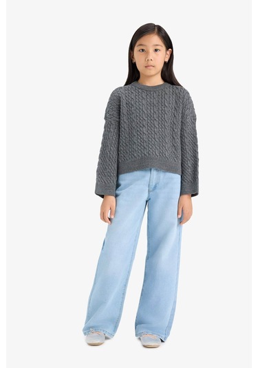 Defacto Antrasit Kız Çocuk Kazak E7880a8/ar220 Antrasit