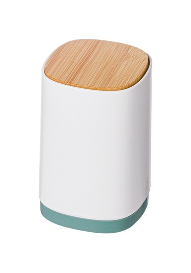 Yeşil Bambu Kapaklı Basma Açılır Konseptli Dört Bölmeli Organizer - Q-tip, İğne, Diş İpi Ve Eşya Saklama Kutusu Diğer Diğer