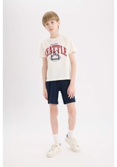 DeFacto Erkek Çocuk 2'li Takım Baskılı Kısa Kollu Tişört Esnek Belli Şort Alt E4691A825SMER118 DeFacto Erkek Çocuk 2'li Takım Baskılı Kısa Kollu Tişört Esnek Belli Şort Alt E4691A825SMER118