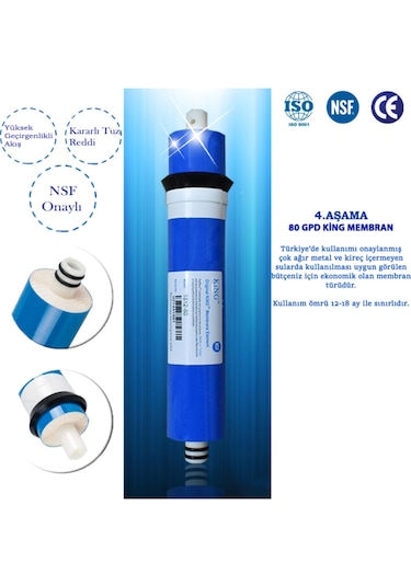 Kapalı Kasa 12'' Su Arıtma Filtresi Cihazı 80 Gpd King Membranlı Inline Yıllık Filtre Seti