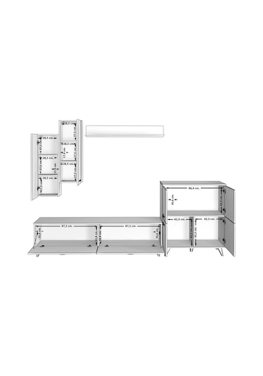 Decoraktiv Eko 6 Slm Std Retro Tv Ünitesi Tv Sehpası Beyaz - Siyah