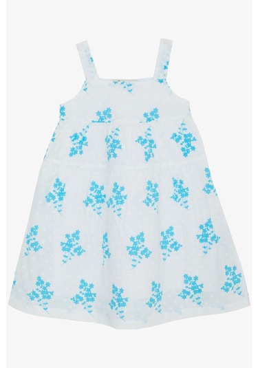 Escabel Kız Çocuk Elbise Çiçek Desenli 1.5-5 Yaş, Beyaz Beyaz