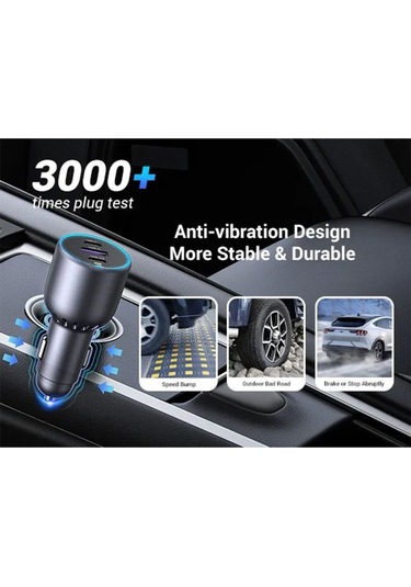 Ugreen 130w 3 Portlu Araç İçi Şarj Cihazı Çakmaklı