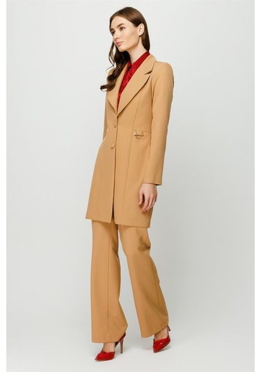 İnci Aksesuar Detaylı Pantolon Ceket Takım Camel-camel Camel
