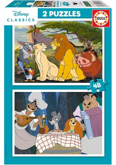 Educa 4-6 Yaş 2x48 Parça Disney Klasikleri Hayvanlar Puzzle - Erkek Çocuk Karton Puzzle 1 Adet