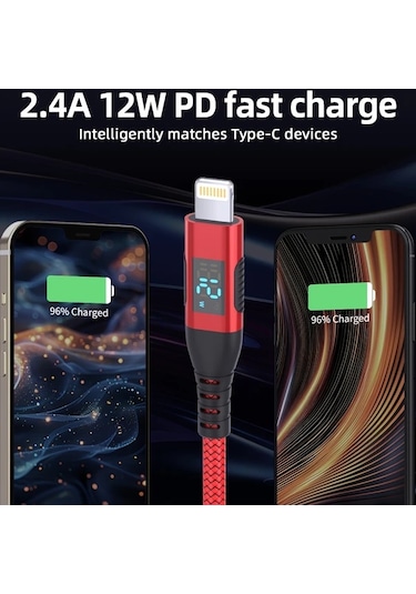 Willowhaven 5'li İphone Uyumlu Şarj Kablosu 6.6ft Ekranlı Dayanıklı Xs Max Xr 8 7 6s İpad Uyumlu