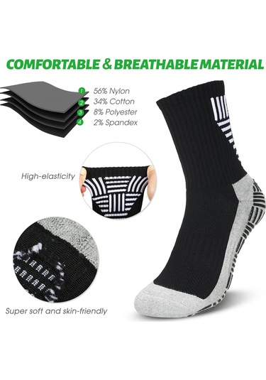 Neevoyu 3 Çift Nefes Alabilir Futbol Çorapları - Kaymayan Tabanlı Erkek Spor Çorapları Beyaz