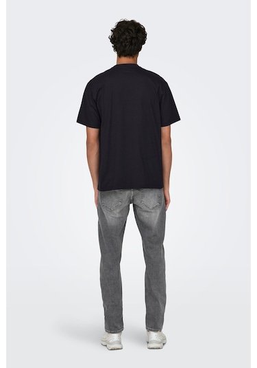 Only & Sons Erkek Onsfred Bisiklet Yaka Kısa Kollu T-shirt 22022532 Siyah SIYAH Siyah