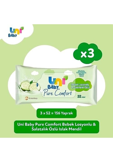 Bebek Losyonlu ve Salatalık Özlü 3x52, Islak Mendil