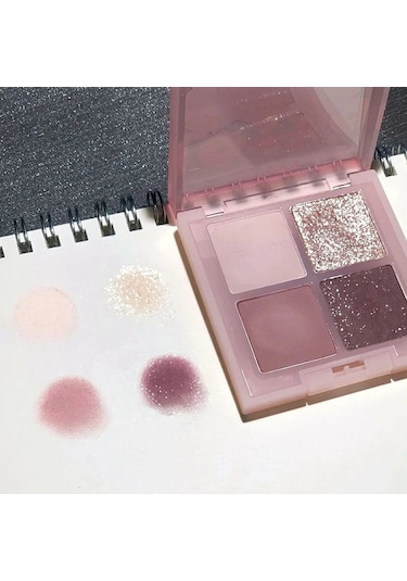4 Renkli Glitter Mavi Göz Farı Paleti Mat İnci Pırıltılı Akrilik Dumanlı Gri Smoky Grey 01 Garden Rose