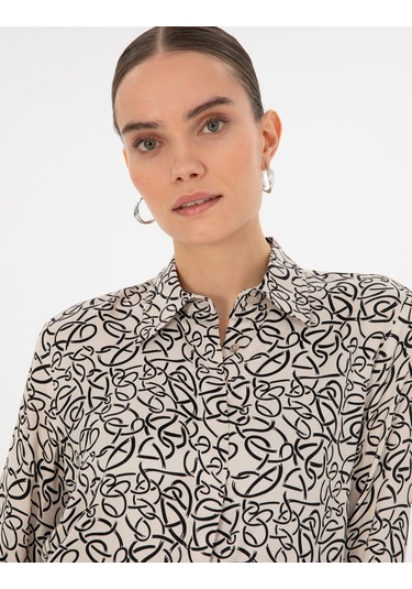 Pierre Cardin Kadın Kum Gömlek Desenli 50318227-vr085 Kum