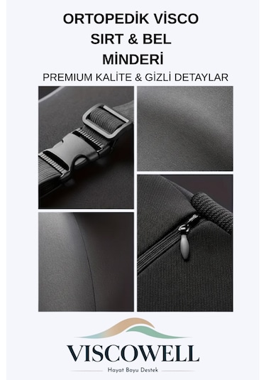 Ortopedik Visco Sırt & Bel Minderi Sırt Minderi Ortopedik Bel Minderi %100 Visco Destek Minder