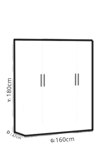 Ae-1059 Milano Beyaz 4 Kapaklı Gardırop 11 Raflı 2 Askılıklı Beya