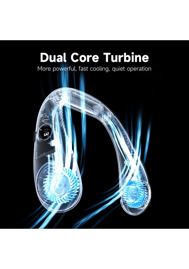 Lemestar Beyaz Boylu Kolsuz Boyun Fanı - 3 Vites Rüzgar Hızı - Led Ekran - 360 Tam Yönlü Havalandırma - 2000mah Batarya Beyaz