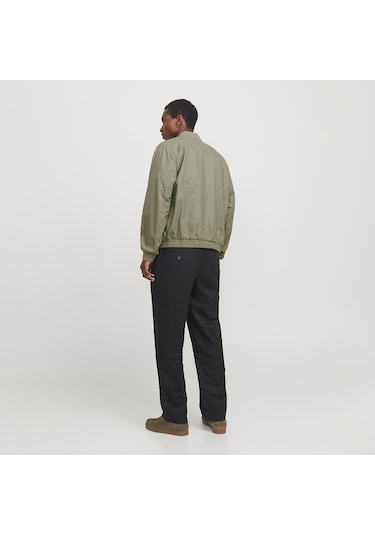 Jack&jones Blaleister Linen Blend Bomber Erkek Haki Klasik Yaka Ceket Haki-1