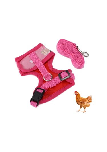 Moveevo Tavuk İçin Eğitici Tasma Ve İp, Kolluklu Ayarlanabilir, Kaçmayı Engeller, Yumuşak Nylon, S Boy, Pembe Ananas Desenli, Hediyelik Kravatlı