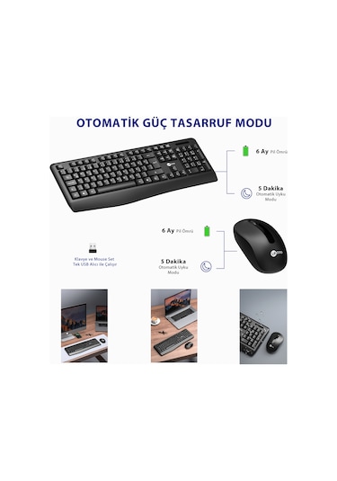 Lecoo KW211 Kablosuz Türkçe Q Klavye & Mouse Set