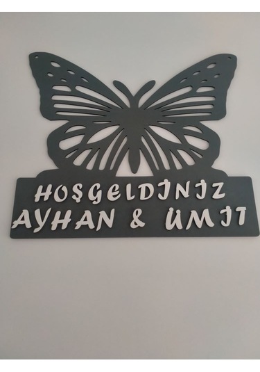 Kelebek Kapı Süsü Kişiye Özel Antrasit