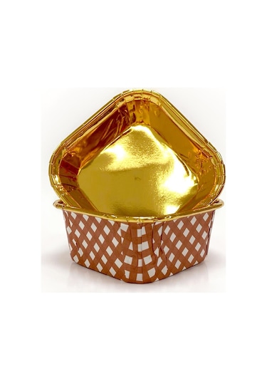 Dolphin Muffin Kare Kağıt Kırmızı Puantiyeli Altın Kek Kalıbı Kapsülü Kabı - 25 Adetlik 5 Paket Renkli