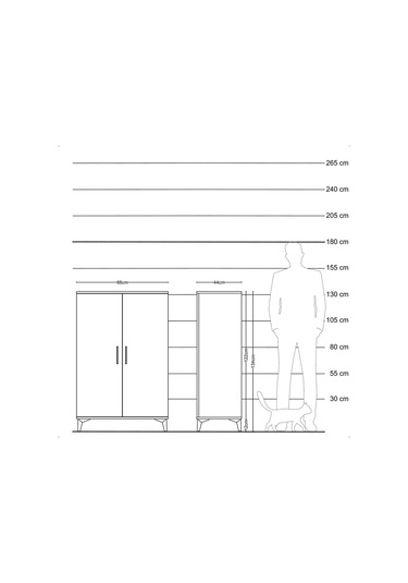 Hyperion Dolap 2 Kapaklı Tek Askılı 88x44x134 Antrasit-çam Antrasit