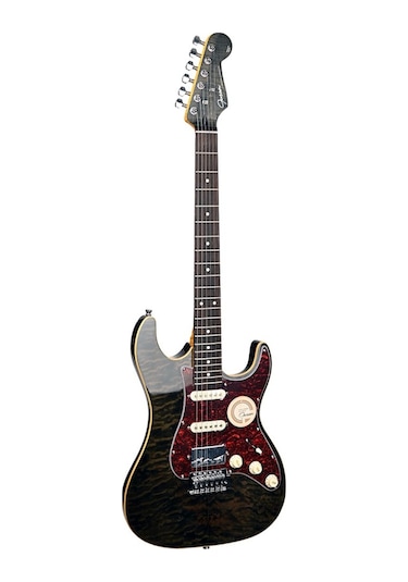 Guson Superstrat Hss Elektro Gitar Quilted Siyah