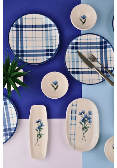 Tabak Evi Porselen Silvia Kahvaltı Ve İkram Takımı 6 Kişilik 14 Parça Tvl14kahprs1213 Çok Renkli