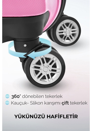 Polo&sky Spring Model Pembe Renk Orta Boy Valiz Bavul Pembe