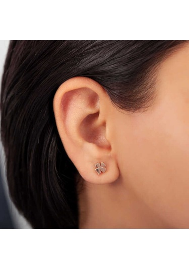 Aya Diamond Gümüş Rose Yonca Çivili Kadın Küpe Rose