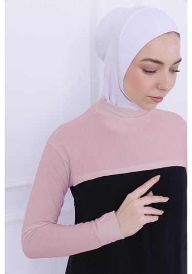 Balıkçı Yaka Boyunluklu Kolluk - Likralı Kadın Body Tesettür Crop Bolero-pudra Pudra