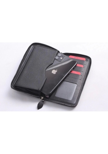 Ozka Leather Collection Kişiye Özel Telefon Bölmeli Deri  Cüzdan
