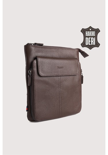 Hakiki Deri Erkek Postacı Çantası Kahverengi Smr9279 Kahverengi