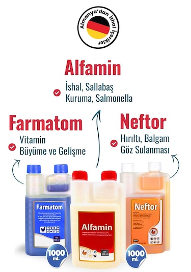 Munichvet 3lü Farmatom 1 Litre - Alfamin 1 Litre - Neftor 1 Litre